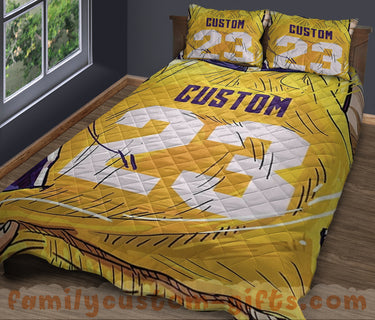 Custom Quilt Sets Los Angeles Jersey Personalized Basketball Premium Quilt Bedding for Men Women